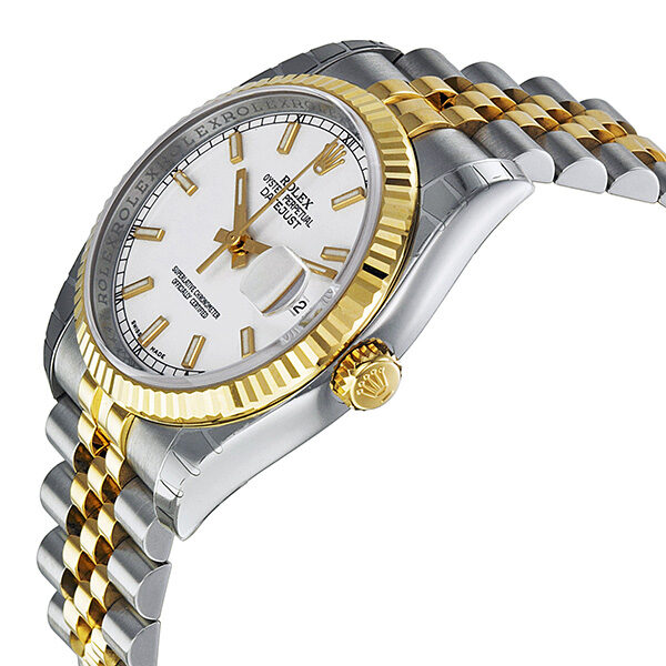 Rolex Oyster Perpetual Datejust 36 White Dial Stainless Steel and 18K Yellow Gold Jubilee Bracelet Automatic Men's Watch #116233WSJ - Watches of America #2