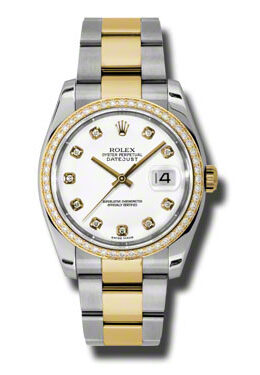 Rolex Oyster Perpetual Datejust 36 White Dial Stainless Steel and 18K Yellow Gold Bracelet Automatic Ladies Watch #116243WDO - Watches of America