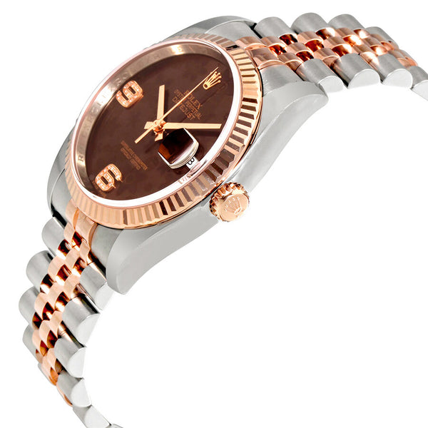 Rolex Oyster Perpetual Datejust Chocolate Floral Motif Dial Automatic Ladies Stainless Steel and 18kt Everose Gold Watch #116231CHFDAJ - Watches of America #2