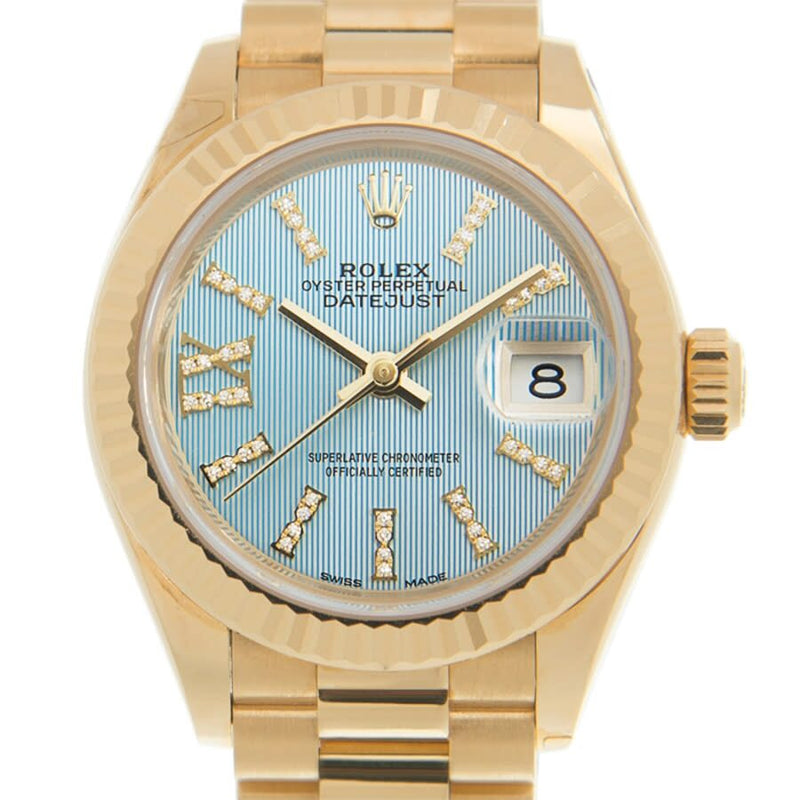 Rolex Oyster Perpetual Datejust Cornflower Blue Dial Automatic 18 Carat Yellow Gold Ladies Watch #279178CFBLSRDP - Watches of America