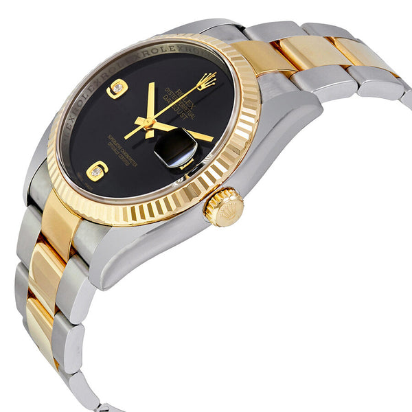 Rolex Oyster Perpetual Datejust Onyx Dial Diamond Steel and 18K Yellow Gold Men's Watch #116233BKADO - Watches of America #2