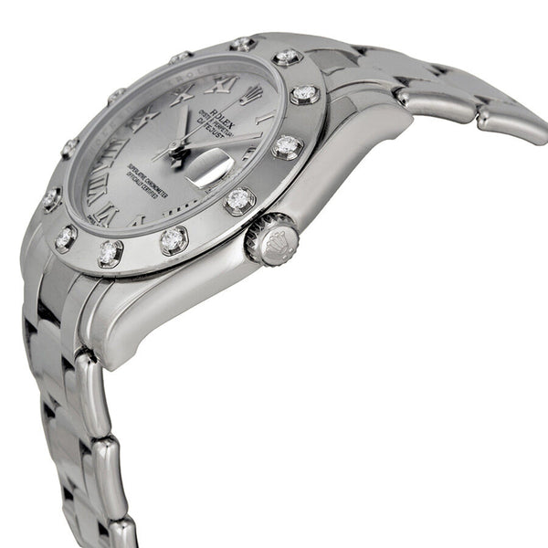 Rolex Oyster Perpetual Datejust Rhodium Dial 18k White Gold Pearlmaster Automatic Ladies Watch #81319RRO - Watches of America #2