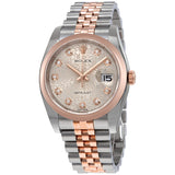 Rolex Oyster Perpetual Datejust Silver Dial Stainless Steel 18K Everose Gold Diamond Ladies Watch 116201SDJ#116201SJDJ - Watches of America