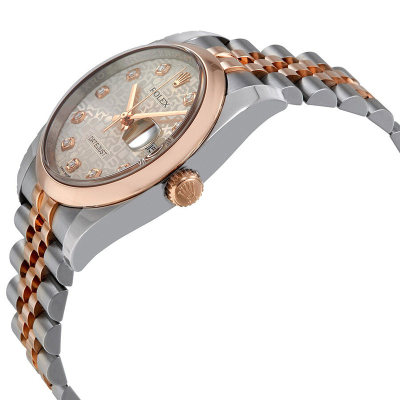Rolex Oyster Perpetual Datejust Silver Dial Stainless Steel 18K Everose Gold Diamond Ladies Watch 116201SDJ#116201SJDJ - Watches of America #2