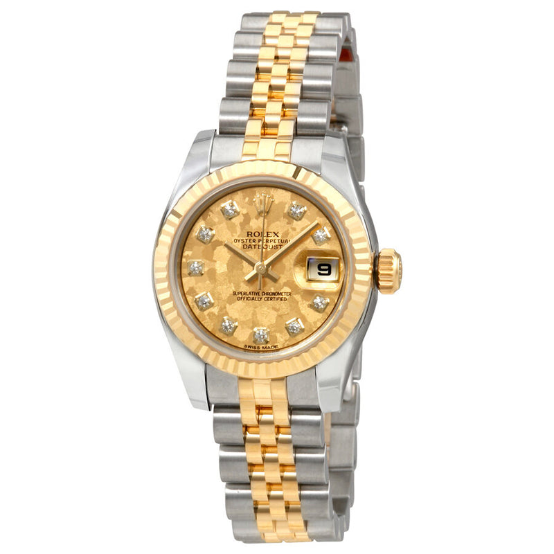 Rolex Oyster Perpetual Lady Datejust Gold Crystal Dial Automatic Ladies Stainless Steel and 18K Yellow Gold Watch #179173GCDJ - Watches of America