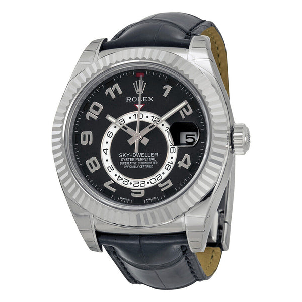 Rolex Sky-Dweller Automatic Black Dial 18kt White Gold Men's Watch BKAL#326139 - Watches of America
