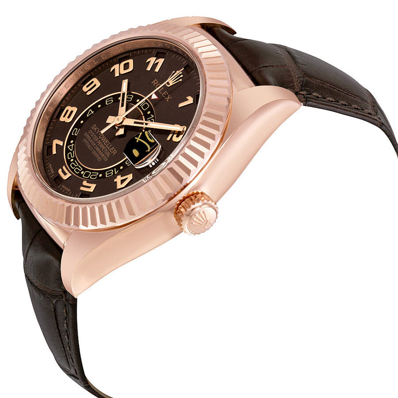 Rolex Sky Dweller Brown Dial GMT 18k Rose Gold Leather Men's Watch #326135BRAL - Watches of America #2