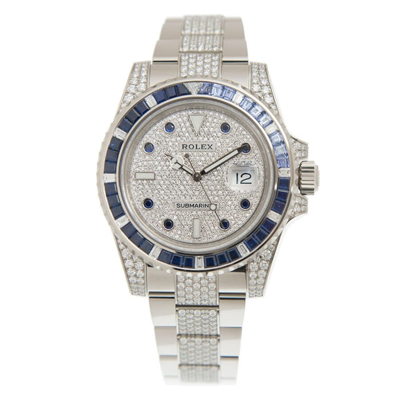 Silver diamond best sale rolex watch