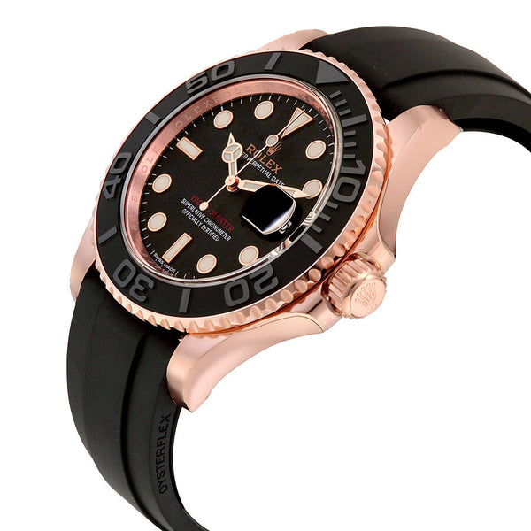 Rolex Yacht-Master Automatic Black Dial 18kt Everose Gold Black Rubber Strap Men's Watch BKSRS #116655 - Watches of America #2