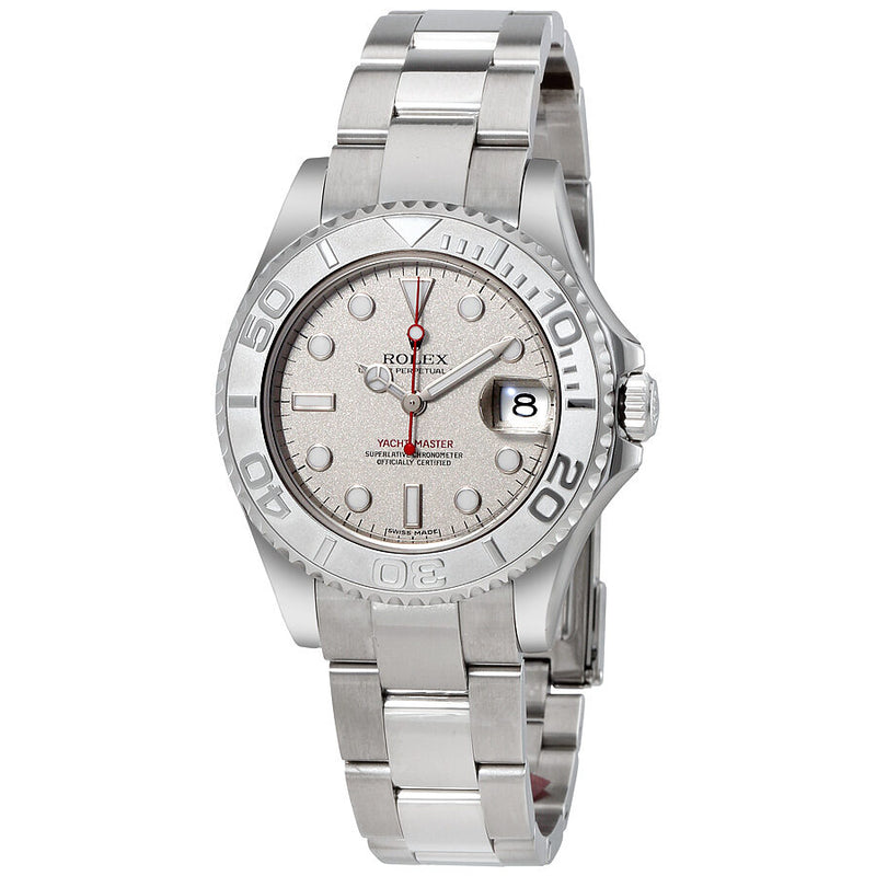 Rolex Yacht-Master Platinum Dial Stainless Steel Automatic Midsize Watch PLSO#168622 - Watches of America
