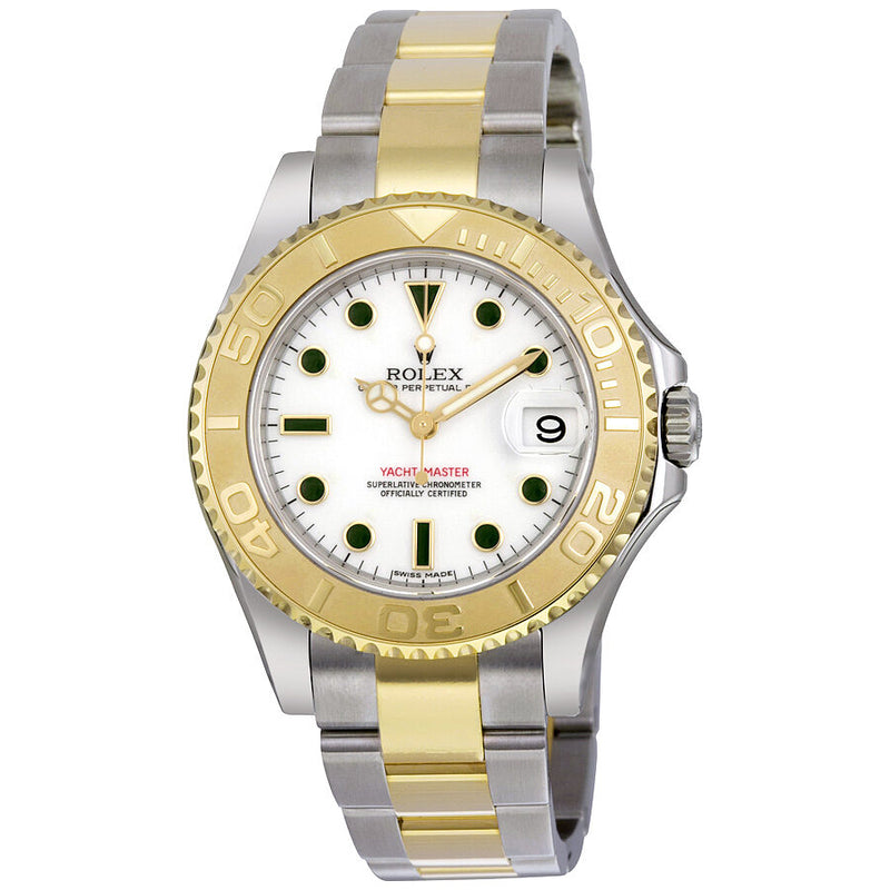 Rolex Yacht-Master White Dial Stainless Steel and 18K Yellow Gold Oyster Bracelet Automatic Mid Size Watch #168623WSO - Watches of America