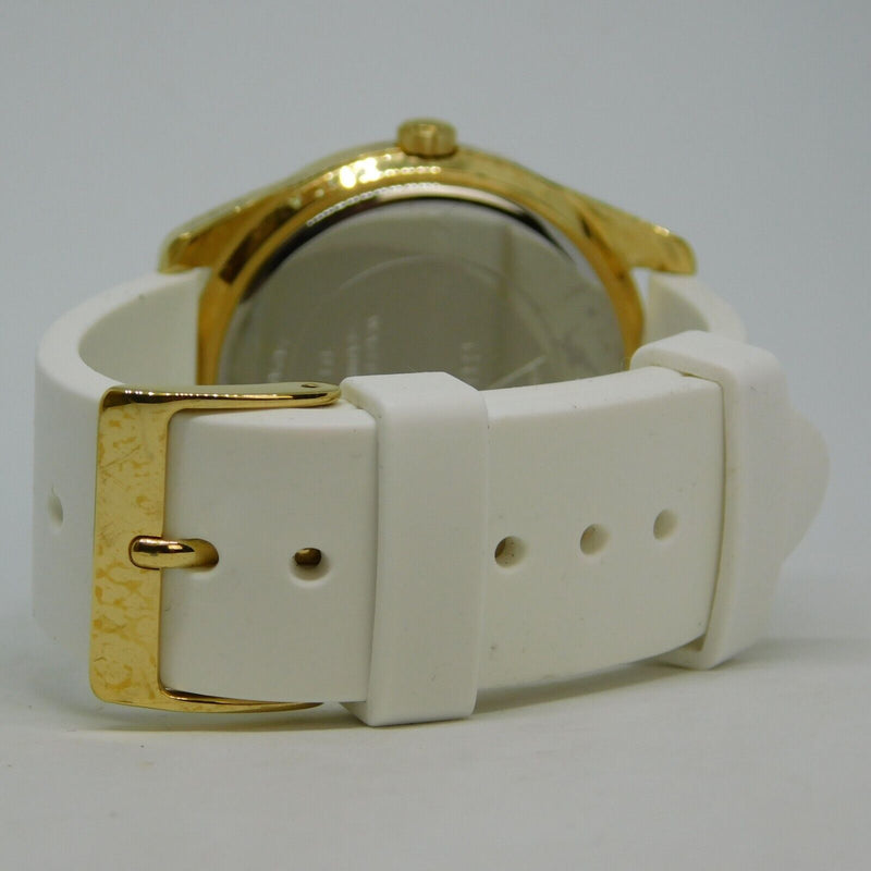 Guess Women's Gold Dial White Silicone Band Women's Watch W0911L7 - Watches of America #3