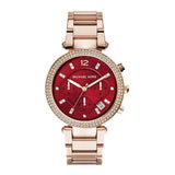 Michael Kors Parker Chronograph Red Dial Gold Ladies Watch  MK6106 - Watches of America