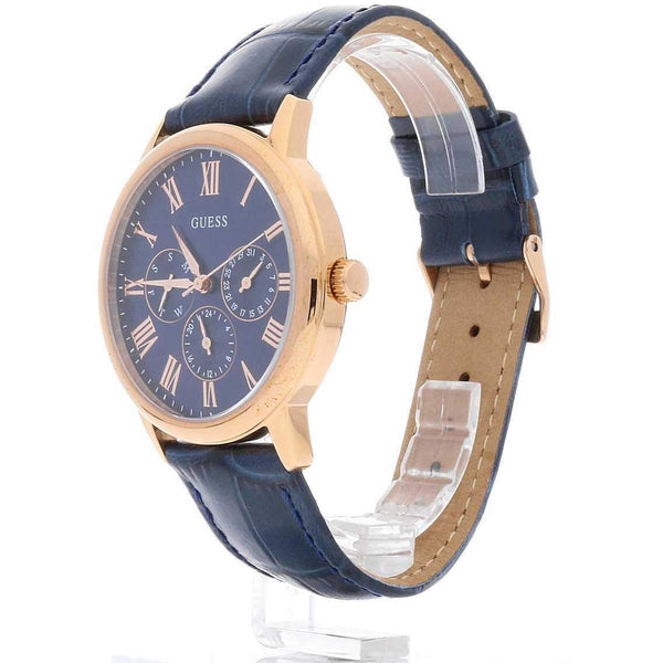Guess Blue Dial Leather Strap Watch W0496G4 - Watches of America #2