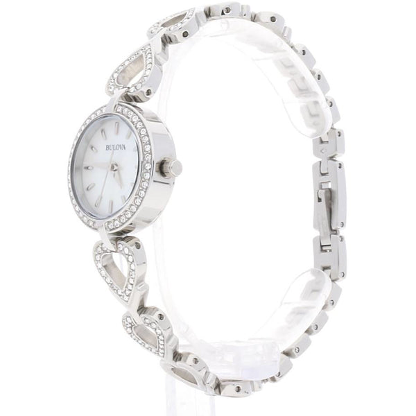 Bulova Swarovski Crystals Set White Mother of Pearl Dial Ladies Watch 96X136