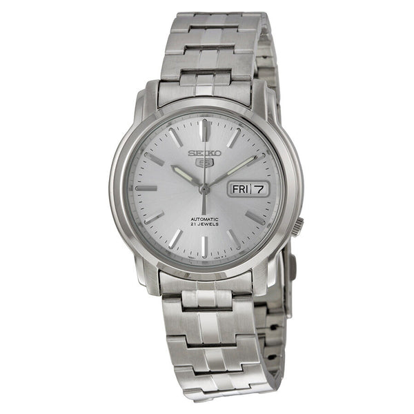 Seiko 5 Automatic Silver Dial Stainless Steel Men's Watch #SNKK65 - Watches of America