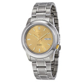 Seiko 5 Automatic Stainless Steel Gold Dial Men's Watch #SNKK13 - Watches of America