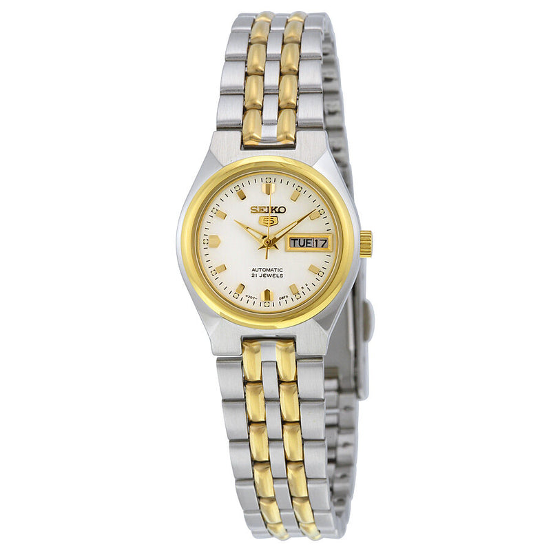 Seiko 5 Automatic White Dial Two-tone Ladies Watch #SYMK44 - Watches of America