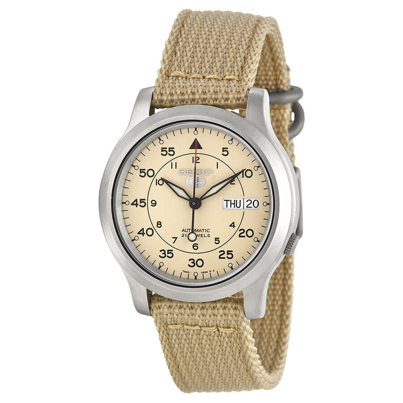 Seiko 5 Beige Dial Beige Canvas Men s Watch SNK803 Watches of