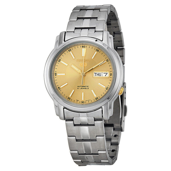 Seiko Automatic Champagne Dial Stainless Steel Men's Watch #SNKL81 - Watches of America