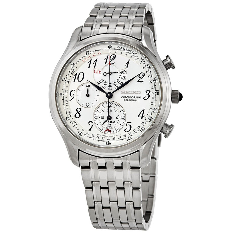 Seiko Chronograph Alarm Quartz Silver Dial Men's Watch #SPC251P1 - Watches of America