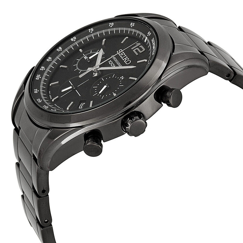 Seiko Chronograph Black Dial Black PVD Men's Watch #SSB093 - Watches of America #2