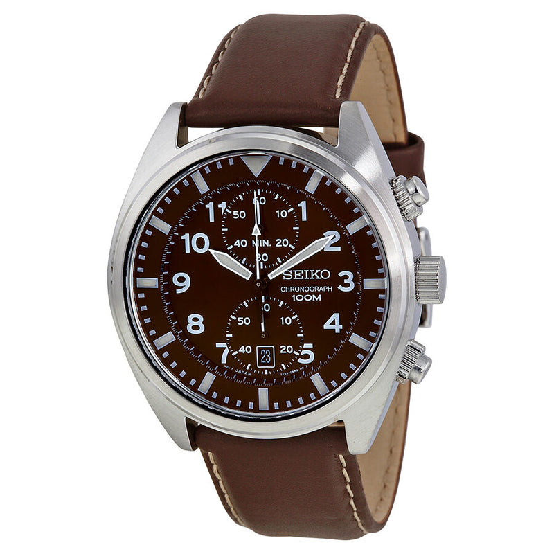 Seiko Chronograph Brown Dial Men's Watch #SNN241 - Watches of America