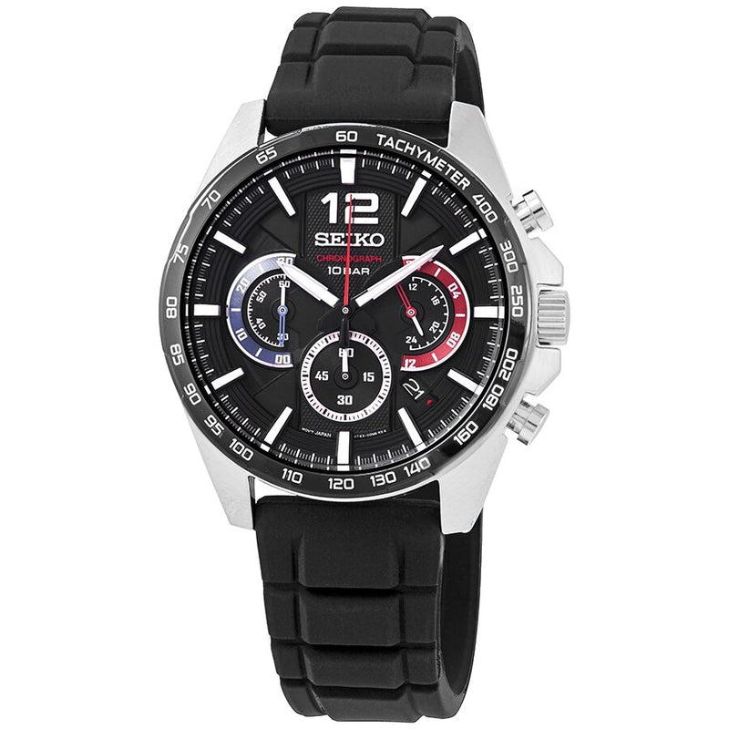 Seiko Chronograph Quartz Black Dial Men's Watch #SSB347 - Watches of America