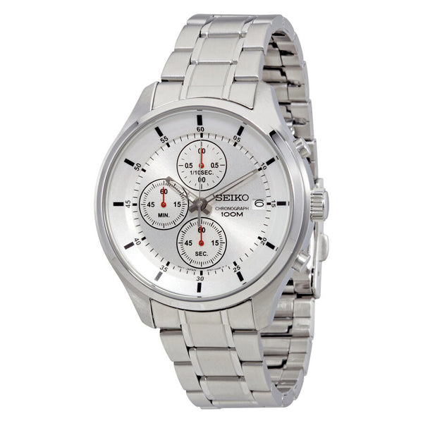 Seiko Chronograph Silver Dial Stainless Steel Men's Watch #SKS535 - Watches of America
