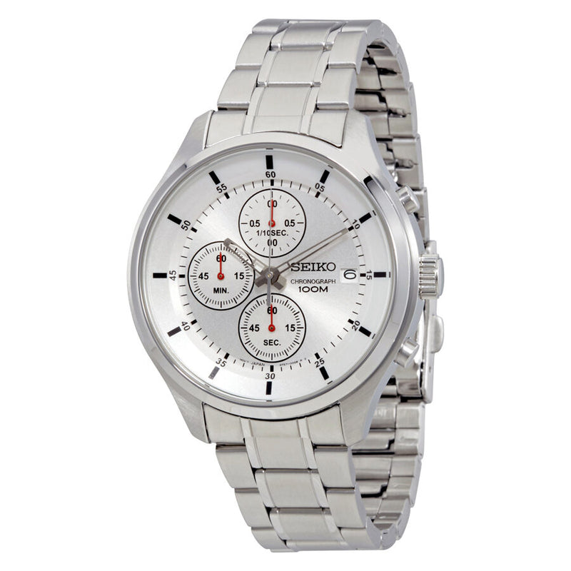 Seiko Chronograph Silver Dial Stainless Steel Men's Watch #SKS535 - Watches of America