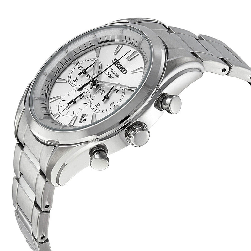 Seiko Chronograph Silver Dial Stainless Steel Men s Watch SSB085