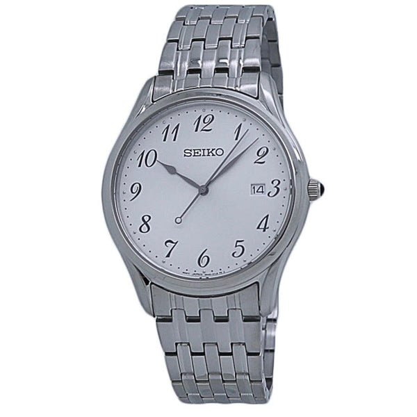 Seiko Classic Quartz Silver Dial Stainless Steel Men's Watch #SUR299 - Watches of America