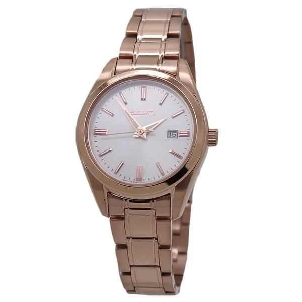 Seiko Classic Quartz White Dial Rose Gold-tone Ladies Watch #SUR630P1 - Watches of America
