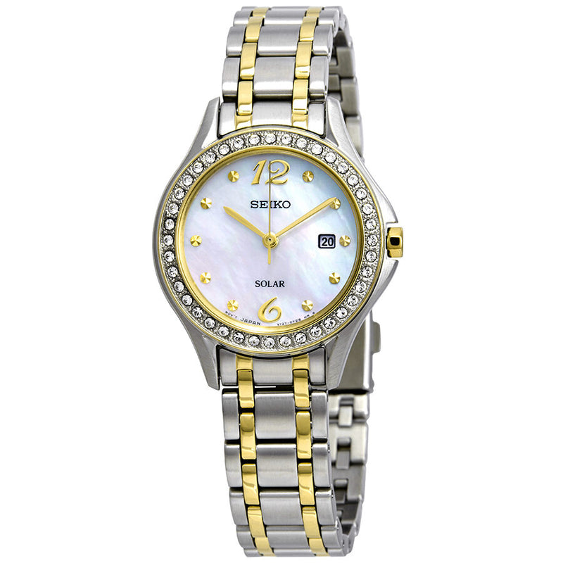 Seiko Core Solar Powered Mother of Pearl Ladies Watch #SUT312 - Watches of America