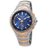 Seiko Coutura Blue Dial Men's Two Tone World Time Watch #SSG020 - Watches of America