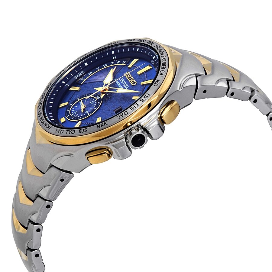 Seiko Coutura Reloj de hombre con esfera azul y hora mundial en