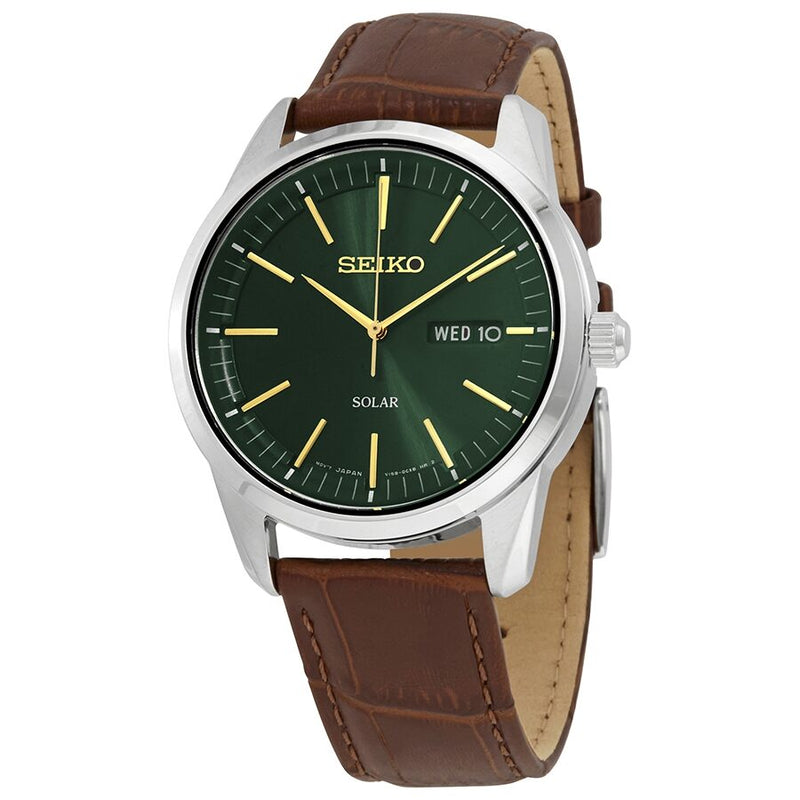 Seiko Dark Green Sunray Dial Solar Powered Men's Watch #SNE529 - Watches of America