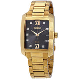 Seiko Diamonds Black Dial Gold-tone Men's Watch #SNE462 - Watches of America