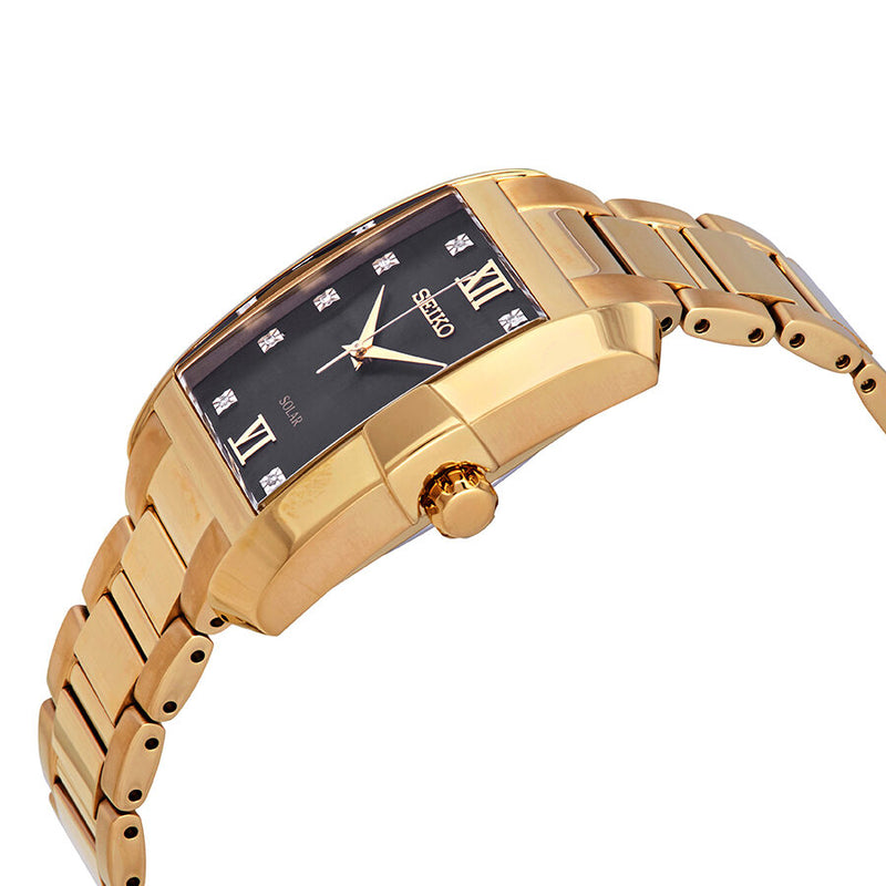 Seiko Diamonds Black Dial Gold-tone Men's Watch #SNE462 - Watches of America #2