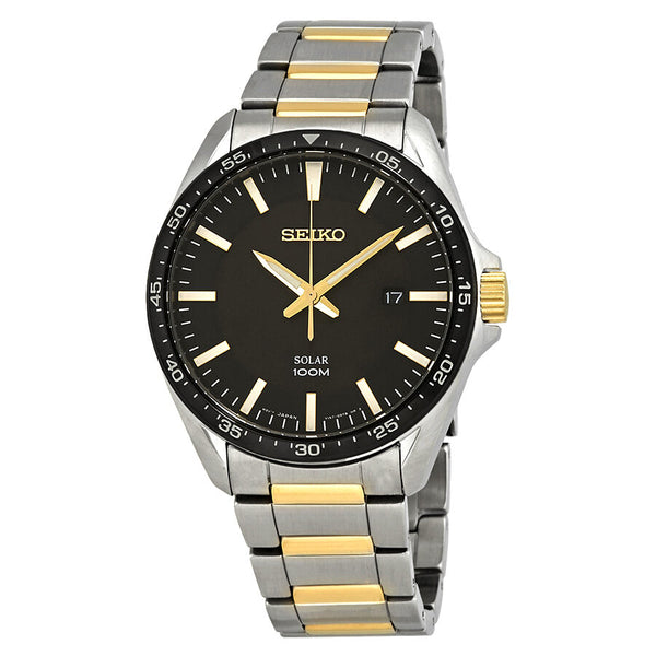 Seiko Essentials Black Dial Two-tone Men's Watch #SNE485 - Watches of America