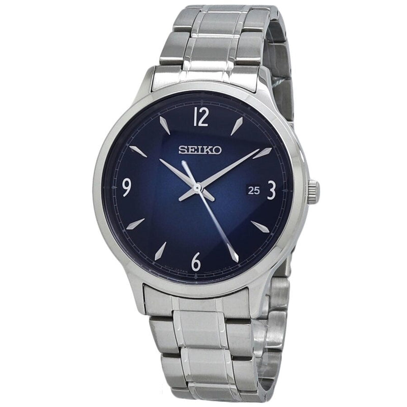 Seiko Essentials Quartz Blue Dial Stainless Steel Men's Watch #SGEH89 - Watches of America