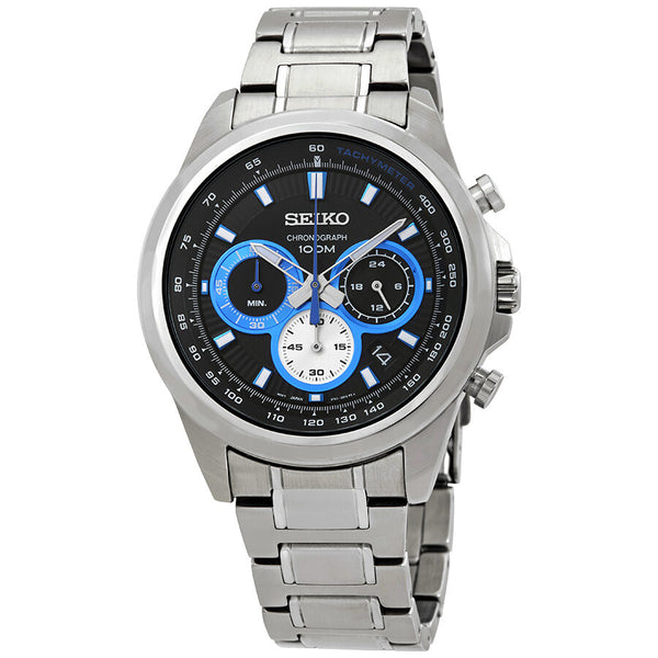 Seiko Chronograph Black Dial Stainless Steel Men's Watch #SSB243P1 - Watches of America