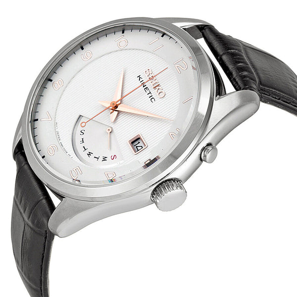 Seiko Kinetic Cream Dial Black Leather Men's Watch #SRN049 - Watches of America #2