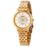 Seiko Neo Classic Quartz White Dial Yellow Gold-tone Ladies Watch #SUR646P1 - Watches of America