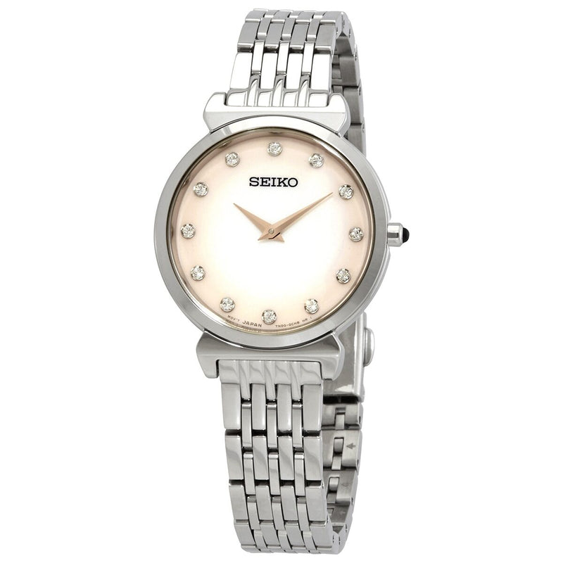 Seiko Pink Gradient Mother of Pearl Crystals Dial Ladies Watch #SFQ803 - Watches of America