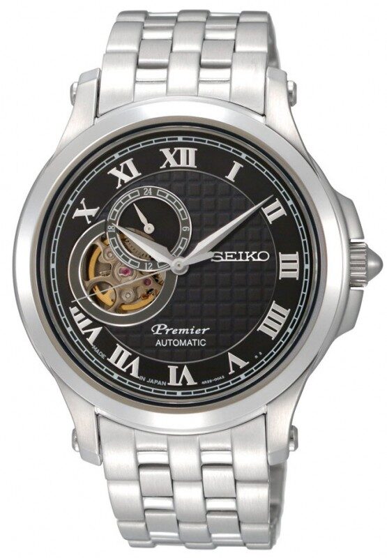 Seiko Premier Automatic Black Dial Stainless Steel Men's Watch #SSA023J1 - Watches of America