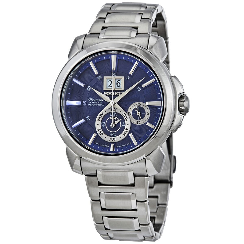 Seiko Premier Kinetic Perpetual Blue Dial Men's Watch #SNP161 - Watches of America