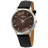 Seiko Quartz Brown Dial Black Leather Men's Watch #SGEH85 - Watches of America