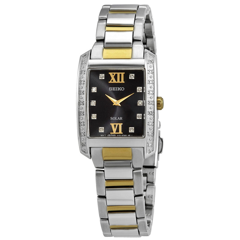 Seiko Quartz Diamond Black Dial Ladies Watch #SUP405 - Watches of America