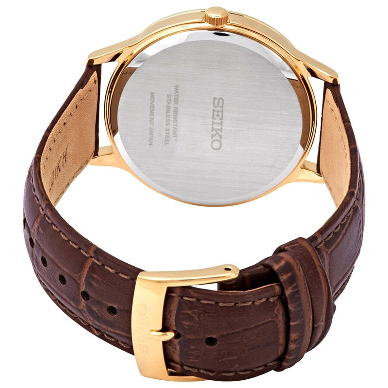 Seiko Quartz White Dial Brown Leather Men's Watch #SGEH86 - Watches of America #3